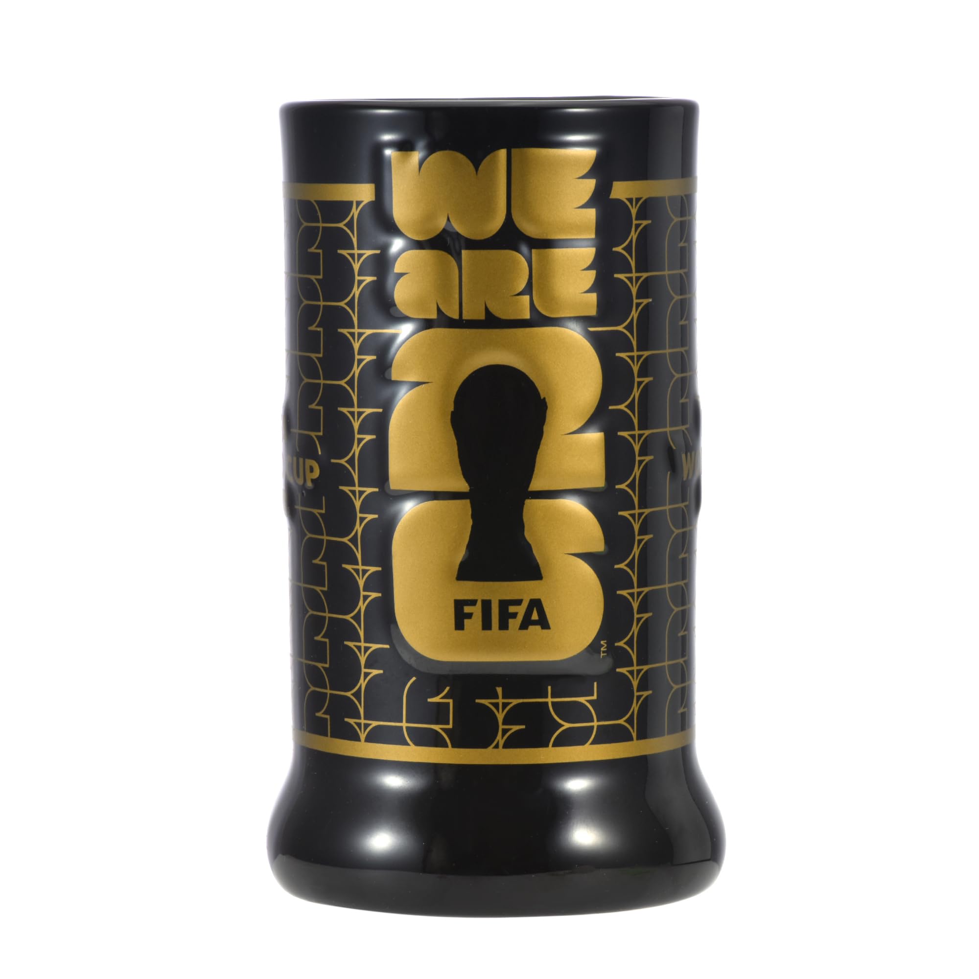 FIFA Official World Cup 2026 Beer Stein 22 oz Embossed Black & Gold Mug Collectible Trophy Emblem Cup with Handle Souvenir for Home Bar, Man Cave & Game Day