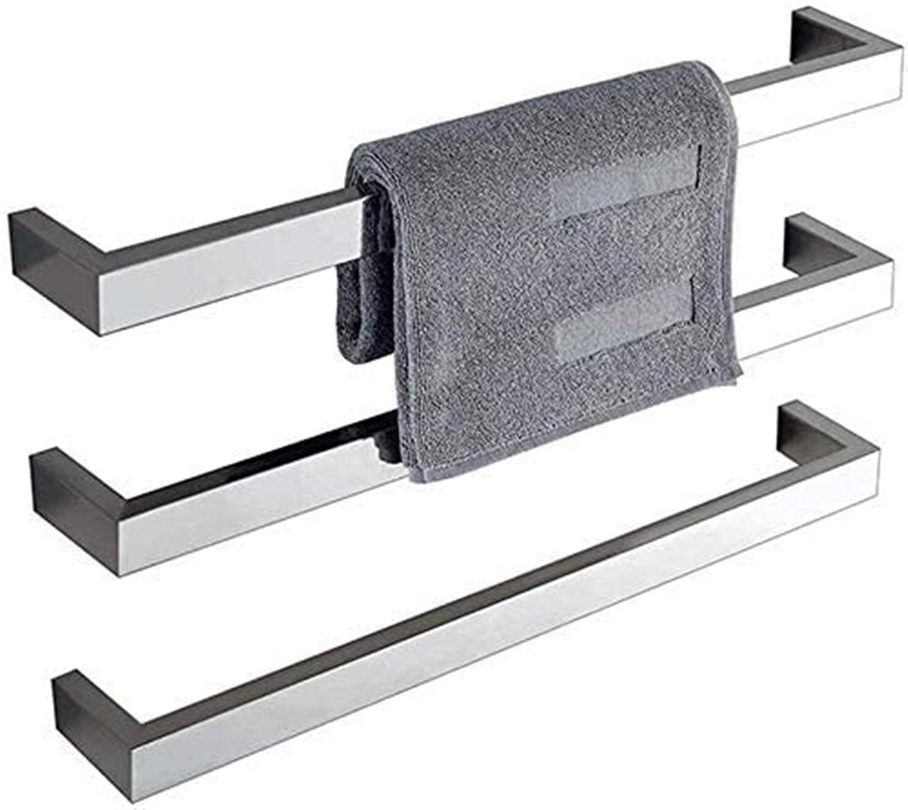 Heated Towel Rail Rails Towel Warmer Wall Mounted Stainless Steel Towel Heater for Home Bathroom Electric Towel Warmer and Drying Rack Square Tube 3 Heated Bars