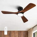 42-Inch Ceiling Fan with Lights, Remote Control, Flush Mount, Dimmable, Reversible, Wood Blades, Power-Off Memory, Quiet DC Motor – Modern Hugger Ceiling Fan for Living Room, Bedroom, Patio