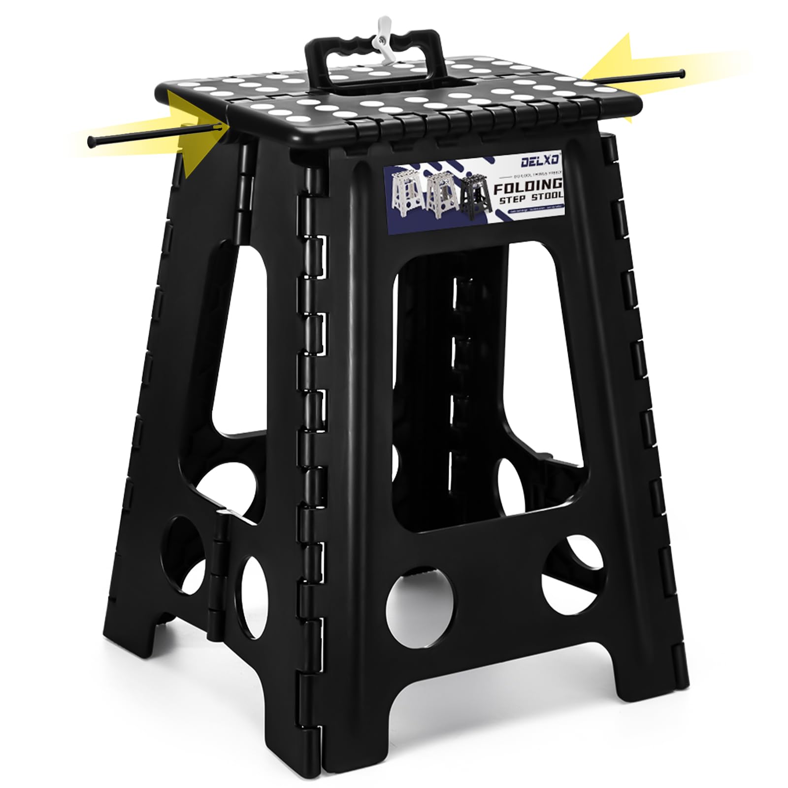Delxo 17.5 Inch Folding Step Stool,foldable Stool for Adults with Safety Lock,portable Collapsible Plastic Step Stool,non Slip Folding Stools