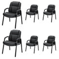 Newbulig Waiting Room Chairs Set of 2, Office Guest Arm Desk Chair No Wheels Leather Stationary for Reception with High Back, Comfy Padded