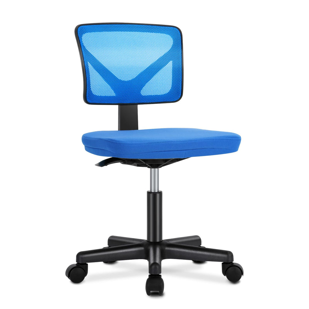 Dumos Armless Desk Chairs, Small Home Office Mesh Chairs, 1pc, Blue