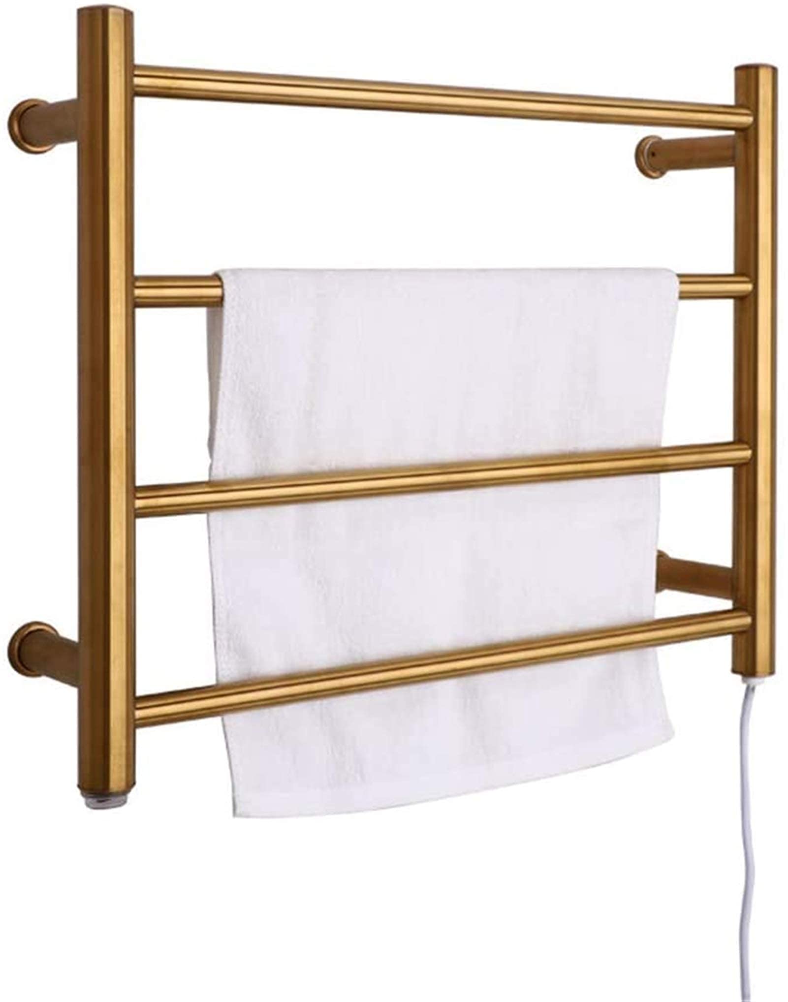 Heated Towel Rail Rails Electric Towel Warmer, Heated Towel Racks Wall Mounted Energy Saving Stainless Steel Towel Heater Racks 58W Hot Towel Rack for Bathroom, Gold,HardWire
