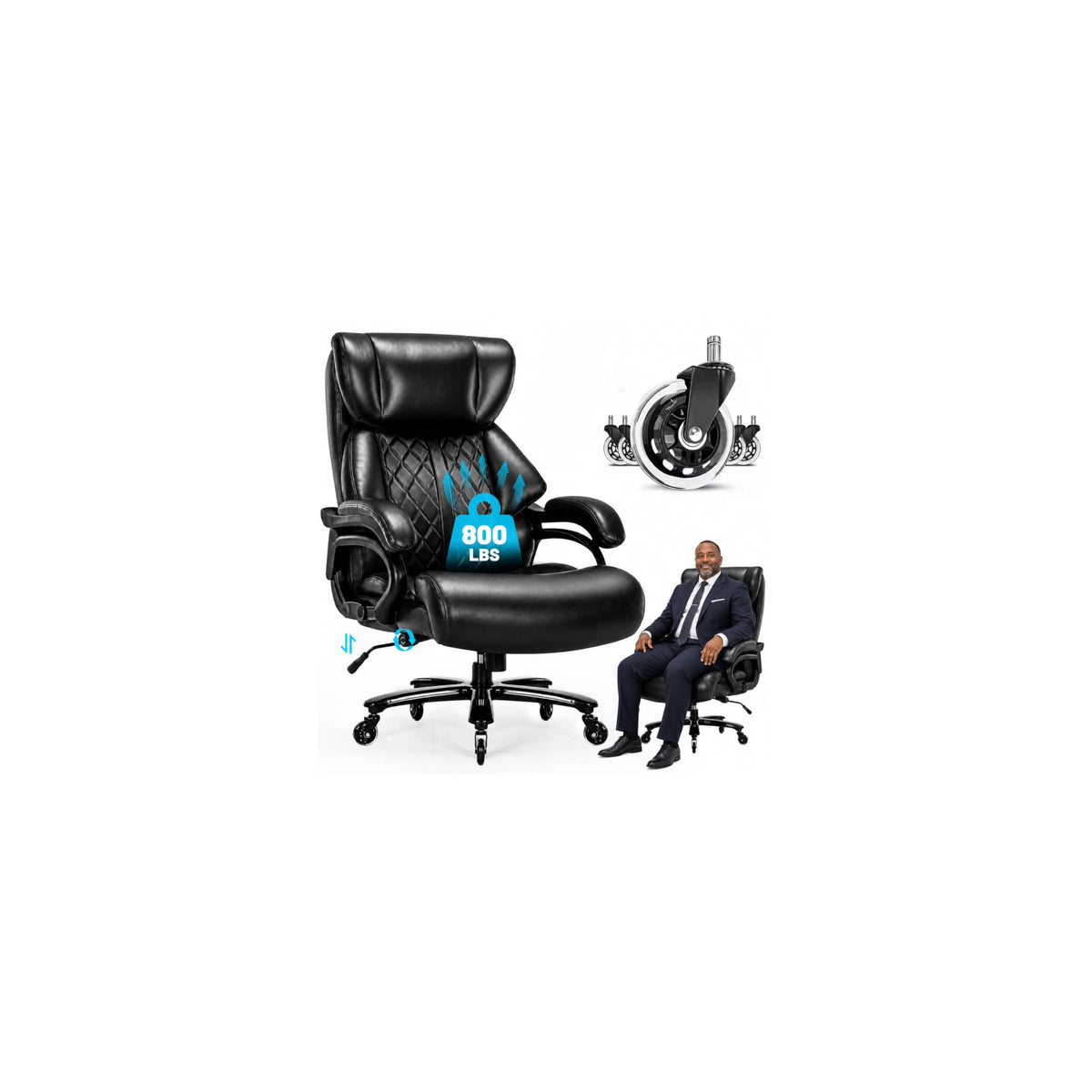 Qusaphy 800lbs Executive Chairs, Executive Desk Chairs with Adjustable Lumbar Support, Office Chair for Heavy People, Heavy Duty Office Chair