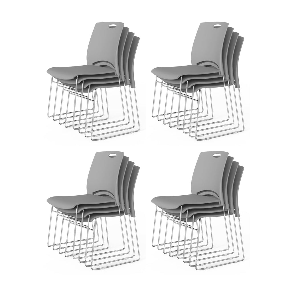 Vingli Stacking Chairs Set of 12 Stackable Office Chairs with Metal Sled Base, Ergonomic Plastic Seat, Stacking Chairs for Waiting Room Break