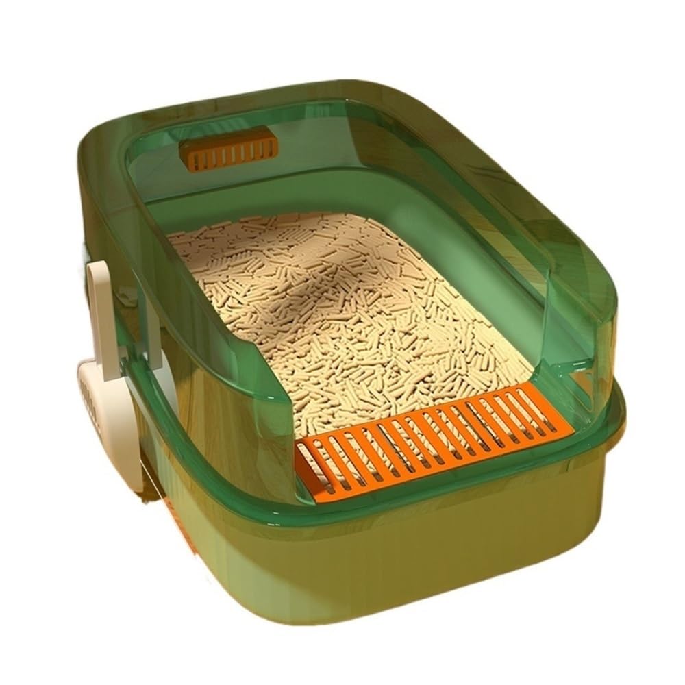 Pet Supplies, Kitten Litter Box with Scoop,High Sided Open Cat Toilet for Small Cats & Travel(Green)
