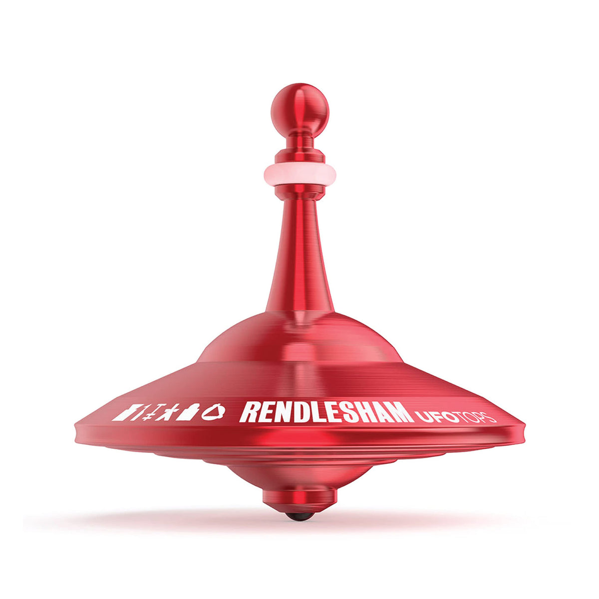 UFO Tops Rendlesham - Metal Spinning Fidget Top - Inspired by The Documented 1980 UFO Sighting in Rendlesham, England (Color: Siren Red)