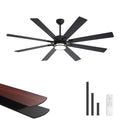 65 Inch Ceiling Fans with Lights, Black Flush Mount Ceiling Fan with Light Remote Control, Farmhouse Low Profile Large with 6 Speed Reversible for Bedroom Living Room, 3CCT, Dimmable, Indoor