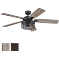 Honeywell Ceiling Fans Carnegie Industrial 52 Inch Ceiling Fan with Light, Remote Control Fan, LED Indoor Fan with 5 Blades, Gray Pine and Brown Chestnut Blade Finish Options, Matte Black (50614-01)