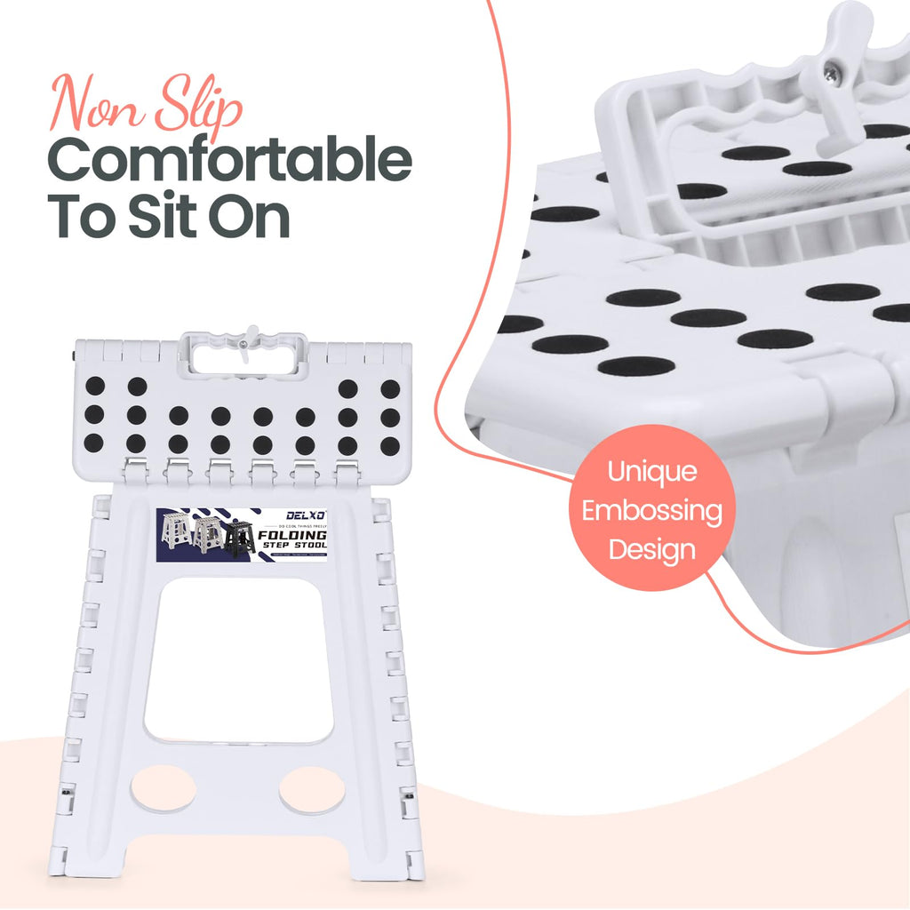 Delxo 16 Inch Folding Step Stool,foldable Step Stool for Adults White