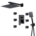 Shower Fixture, Black Rain Shower System Concealed Bathroom Rain Mixer Shower Combo Set with 10 Inches Square Shower Head, Handheld Shower