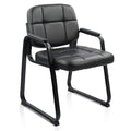 Clatina Leather Guest Chair with Sled Base, Office Reception with Padded Arms, Desk Chair for Office Conference Waiting Room School, Black