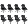 Keratee Ergonomic Executive Office Chair, Mid Back Pu Leather Computer Desk Chair with Flip-up Armrests, Lumbar Support, Rocking Function, 8pc,
