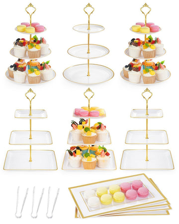 Lzerking 13PCS Dessert Table Display Set, 6 3-Tier Cupcake Stands