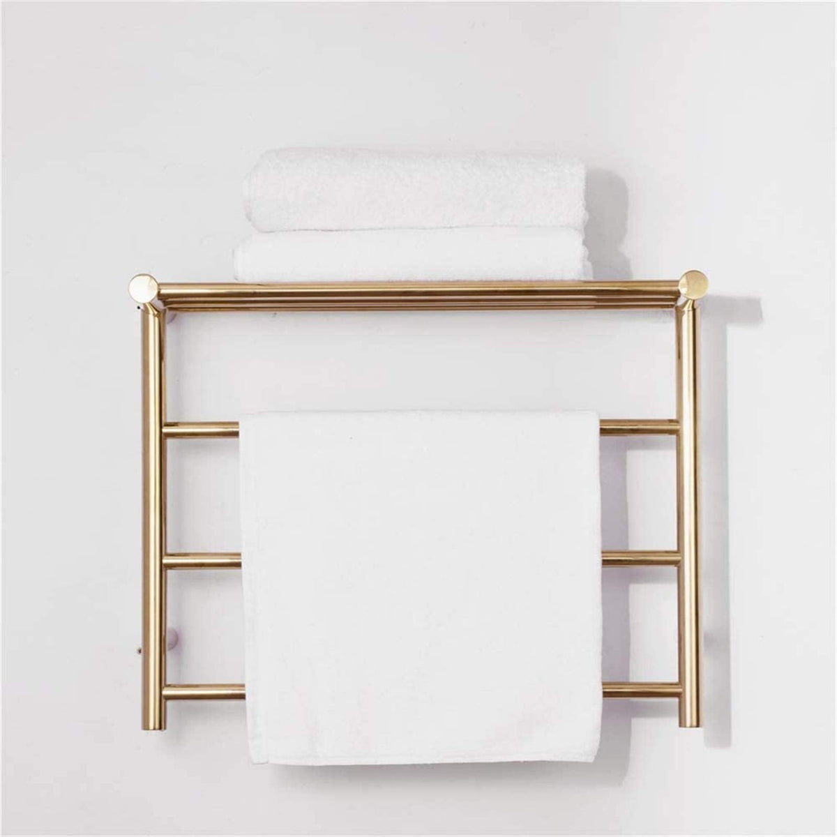 Bathroom Wall Heater Electric Heated Towel Rack, Vacuum Plating Heated Towel Warmer, 304 Stainless Steel Drying Rack Towels, 480X610X230Mm,Gold