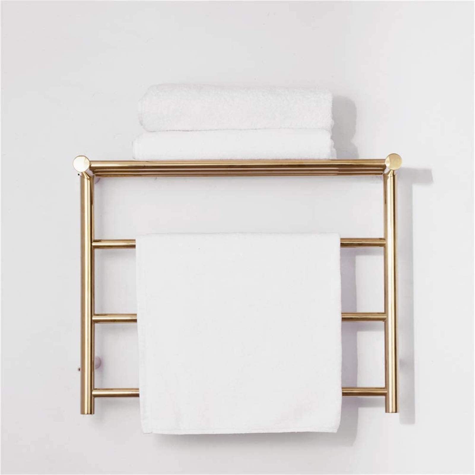 Bathroom Wall Heater Electric Heated Towel Rack, Vacuum Plating Heated Towel Warmer, 304 Stainless Steel Drying Rack Towels, 480x610x230mm,Gold (Color : Silver) (Gold)