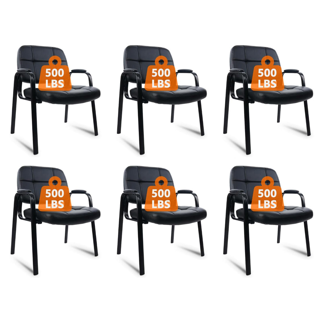 Clatina Big & Tall 500 Lbs Waiting Room Chair, Leather Office Reception Guest Chair No Wheels with Padded Arms for Elderly Home Desk Conference
