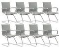 Cimota Waiting Room Chairs Leather Office Guest Chair Mid Back Reception Chairs with Sled Base for Meeting/patient/conference Room, Grey Set of 8
