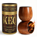 KEQ Charred Wooden Whiskey Glasses | Old Fashioned Glass | Thoughtful Bourbon Gifts for Men,Father,Boy Friend or Husband | Ideal for Camping,Patio BBQs & Home Bar (2 Pack,11 oz)
