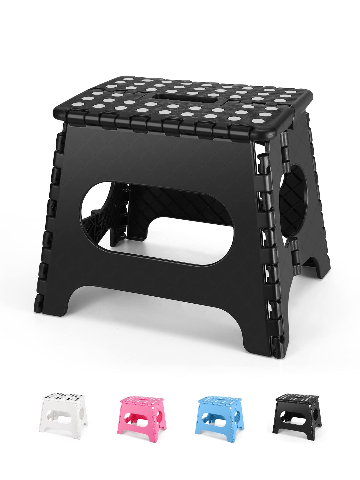 Dyforce Kids Step Stool 11 Inch, 300lbs Folding Step Stool for Adults, 11inch, Black