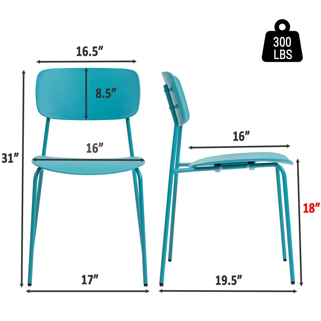 Sidanli Armless Stacking Chairs, Blue, Set of 4
