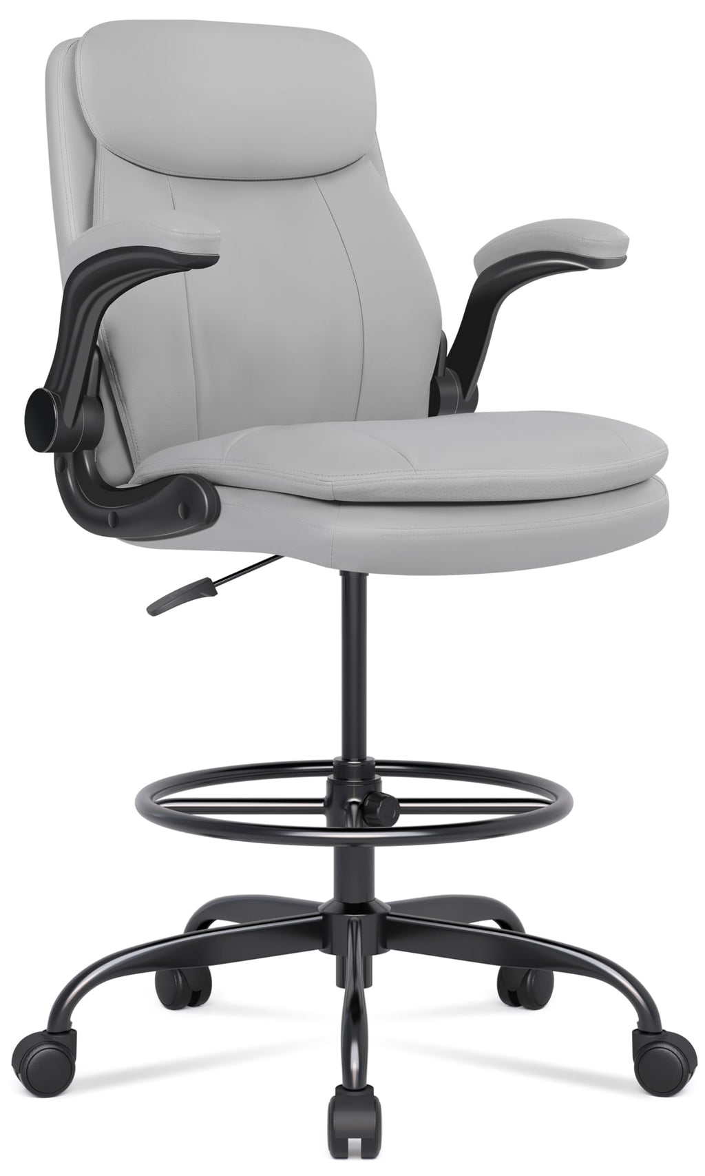 Misolant Leather Drafting Chair, Tall Office Chair for Standing Desk, High Executive Office Chair with Adjustable Height and Flip-up Armrest