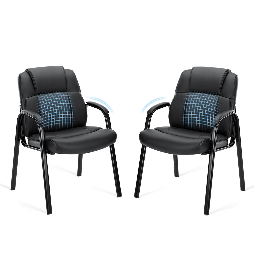 Sweetcrispy Waiting Room Chairs Set of 2, Executive Office Guest Chairs, 2Pcs Set, Black