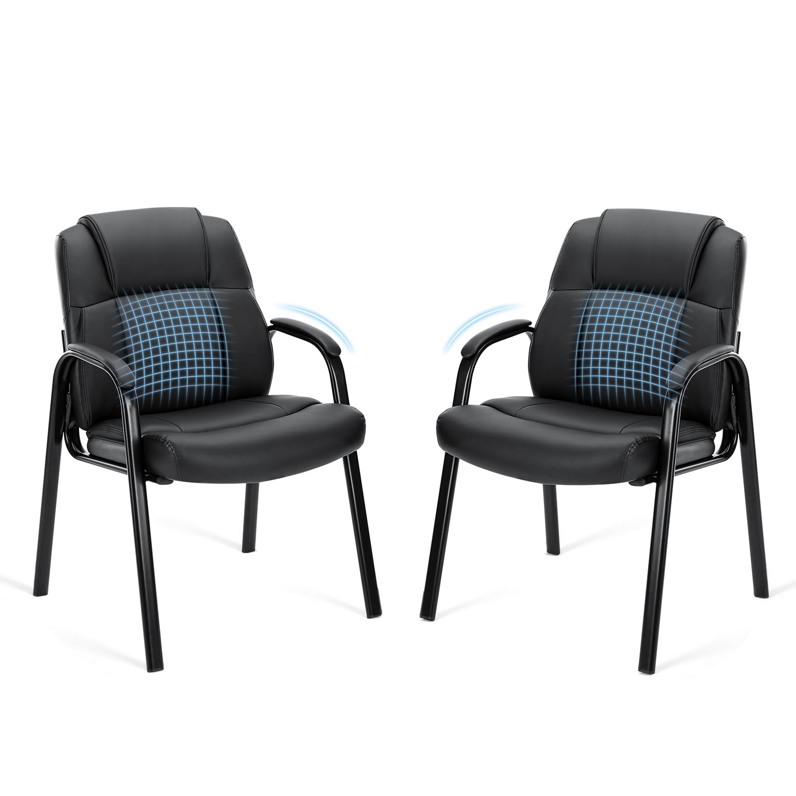 Sweetcrispy Waiting Room Chairs Set of 2, Executive Office Guest Chairs, 2Pcs Set, Black