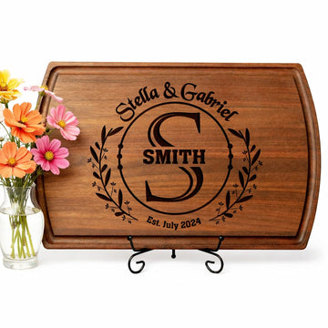 Personalized Christmas Gifts - Custom Engraved Wood Cutting Boards - Unique Christmas, Wedding, Bridal Shower, Anniversary, Housewarming, Real Estate Closing Gift Idea For Couples, Friends, Family