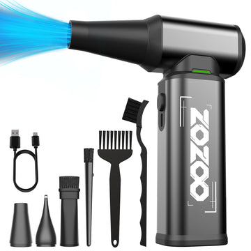 Compressed Air Duster, 180000RPM Powerful Cordless Electric Air Duster with Brushless Motor and LED Light, Rechargeable Stepless Speed Regulation Dust Blower for PC, Keyboard, House, Car and Outdoor