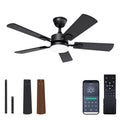 VOLISUN Ceiling Fan with Light, 42 inch Flush Mount Ceiling Fan with Lights and Remote, Dimmable LED Fan Light, Low Profile Ceiling Fan, Black Modern Ceiling Fan for Bedroom, Indoor/Outdoor