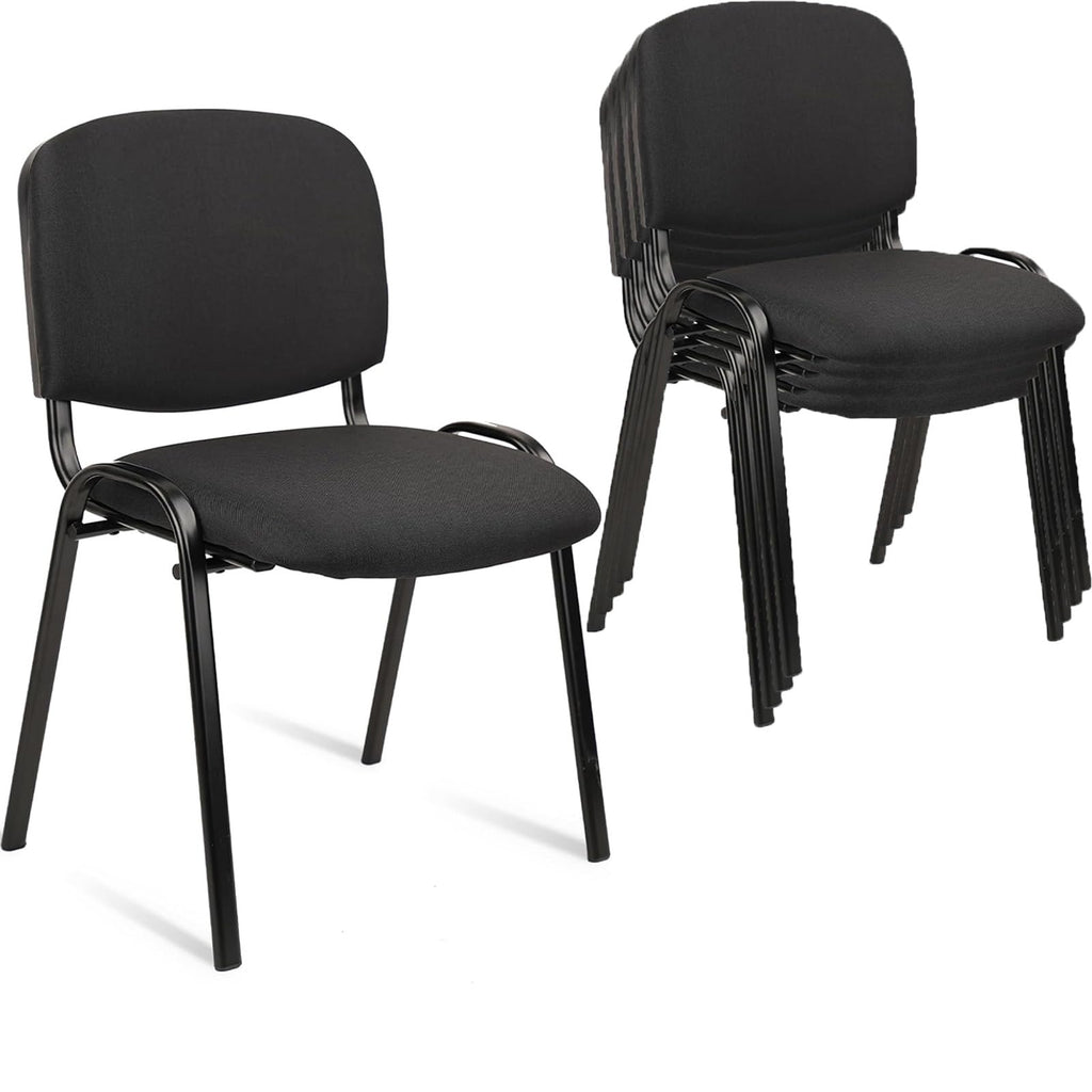 Clatina Stackable Waiting Room Chairs, Cloth Fabric Guest Reception Chair with Upholstered Thickene Seat and Back Support, Stacking Chair Metal