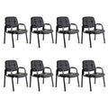 Clatina Waiting Room Chairs with Padded Arms Leather Guest Chair No Wheels for Office Reception and Conference Desk with Sled Base Black, 8pk