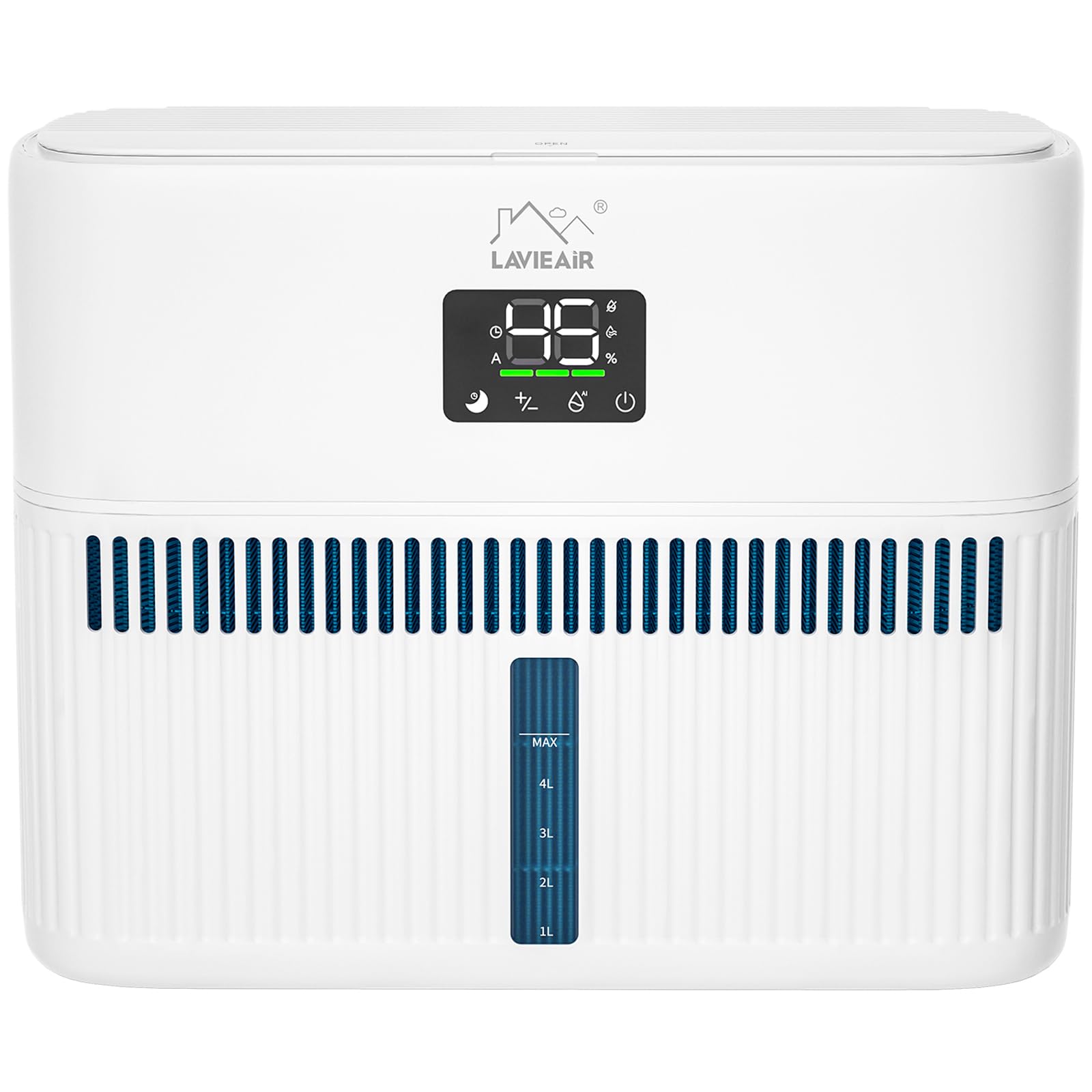 LAVIEAIR Evaporative Humidifiers for Bedroom, Living Room, Nursery, Large Room up to 300 ft², Mist-free No White Dust Top Fill Humidifier for Baby, Plants, 5L Tank, Max 48H Runtime, Easy to Clean