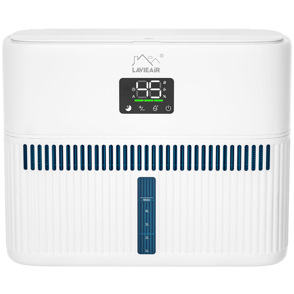 LAVIEAIR Evaporative Humidifiers for Bedroom, Living Room, Nursery, Large Room up to 300 ft², Mist-free No White Dust Top Fill Humidifier for Baby, Plants, 5L Tank, Max 48H Runtime, Easy to Clean