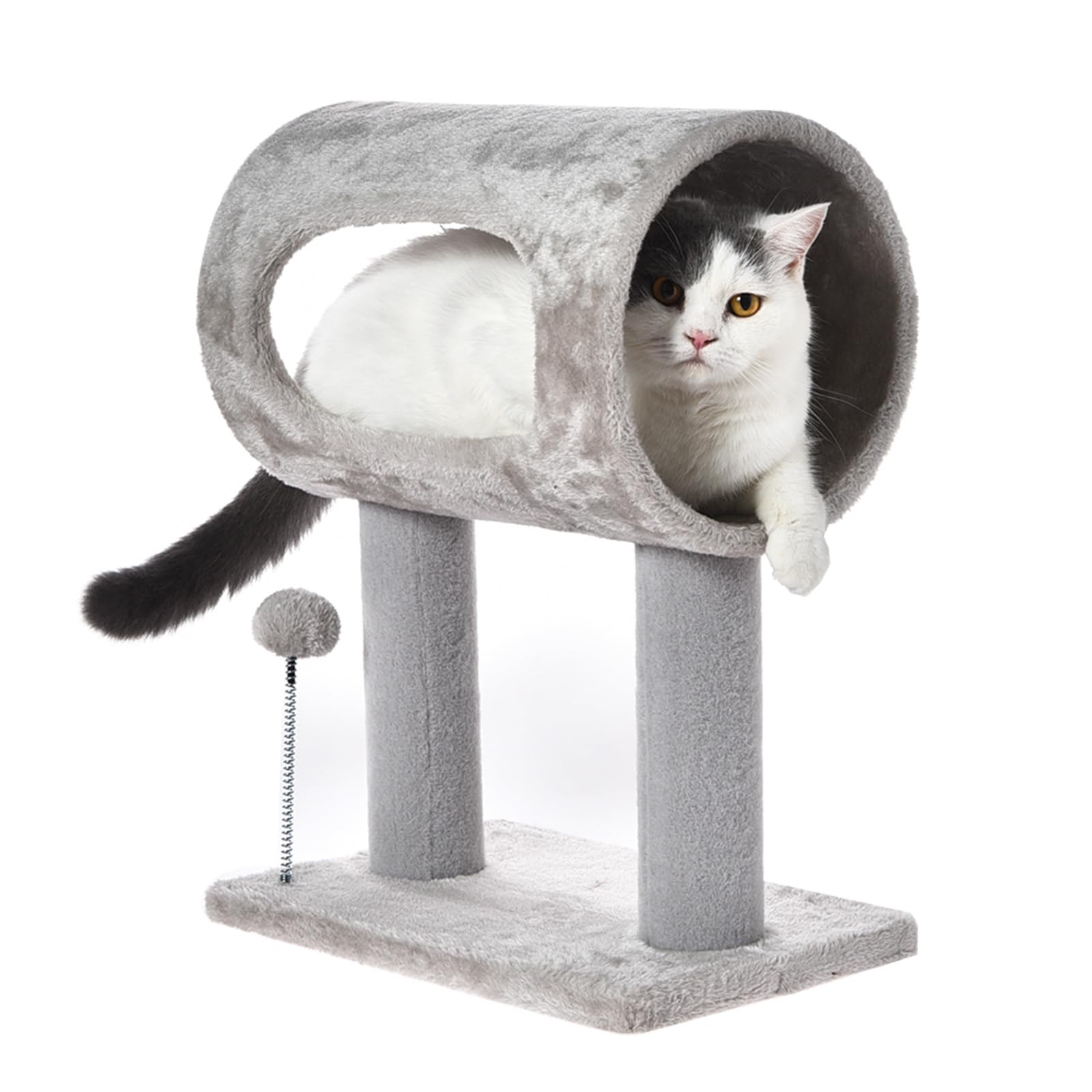 Cat Craft Scratching Post 20.5" Cat Tree with Tunnel Carpet Cat Tower Kitten Tree Cat Tree with Hanging Ball for Indoor Cat, Grey