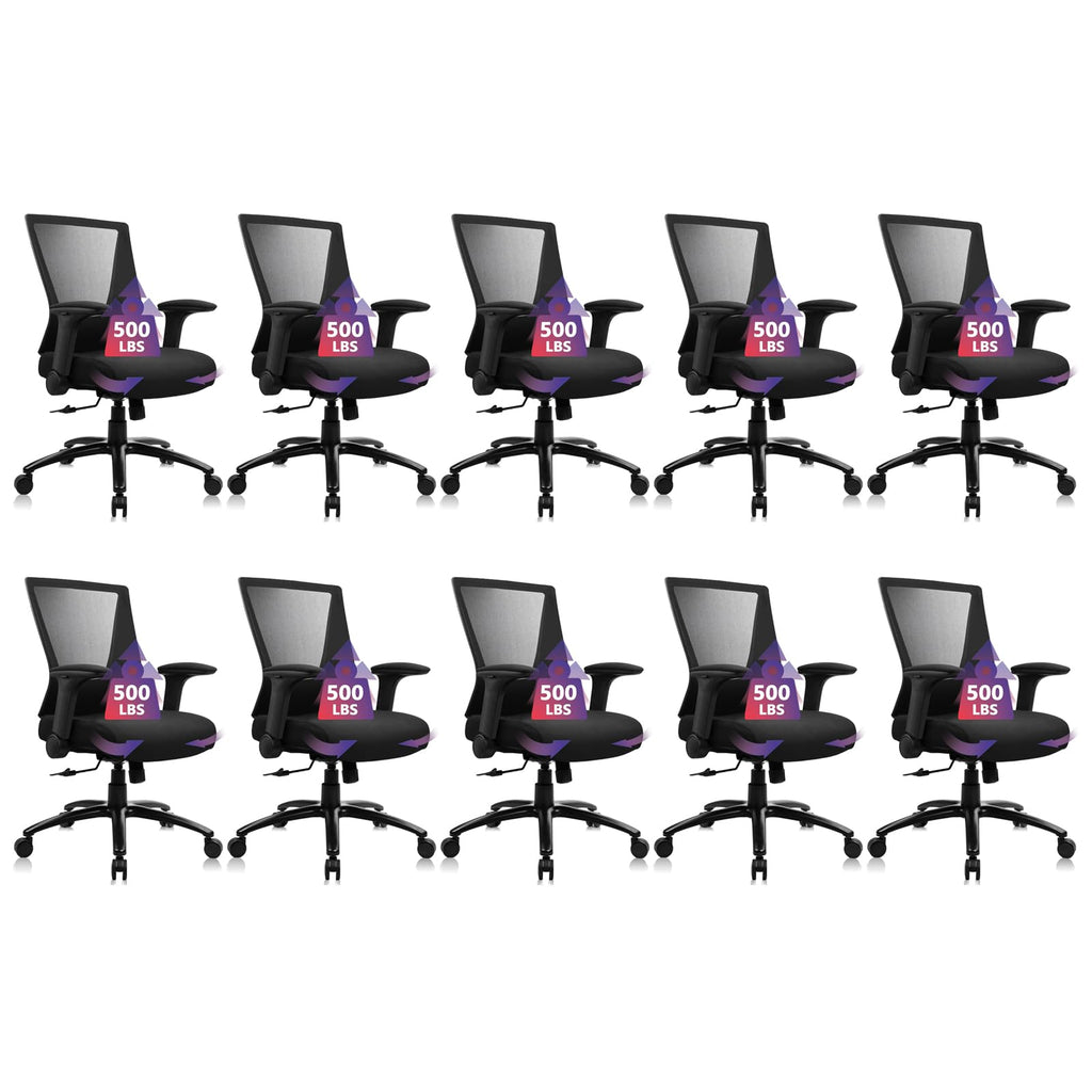 Clatina Big and Tall Office Chair Heavy Duty Ergonomic Desk Chair 500lbs with Flip-up Arms & Wide Thick Seat Cushion Home Executive Swivel Mesh