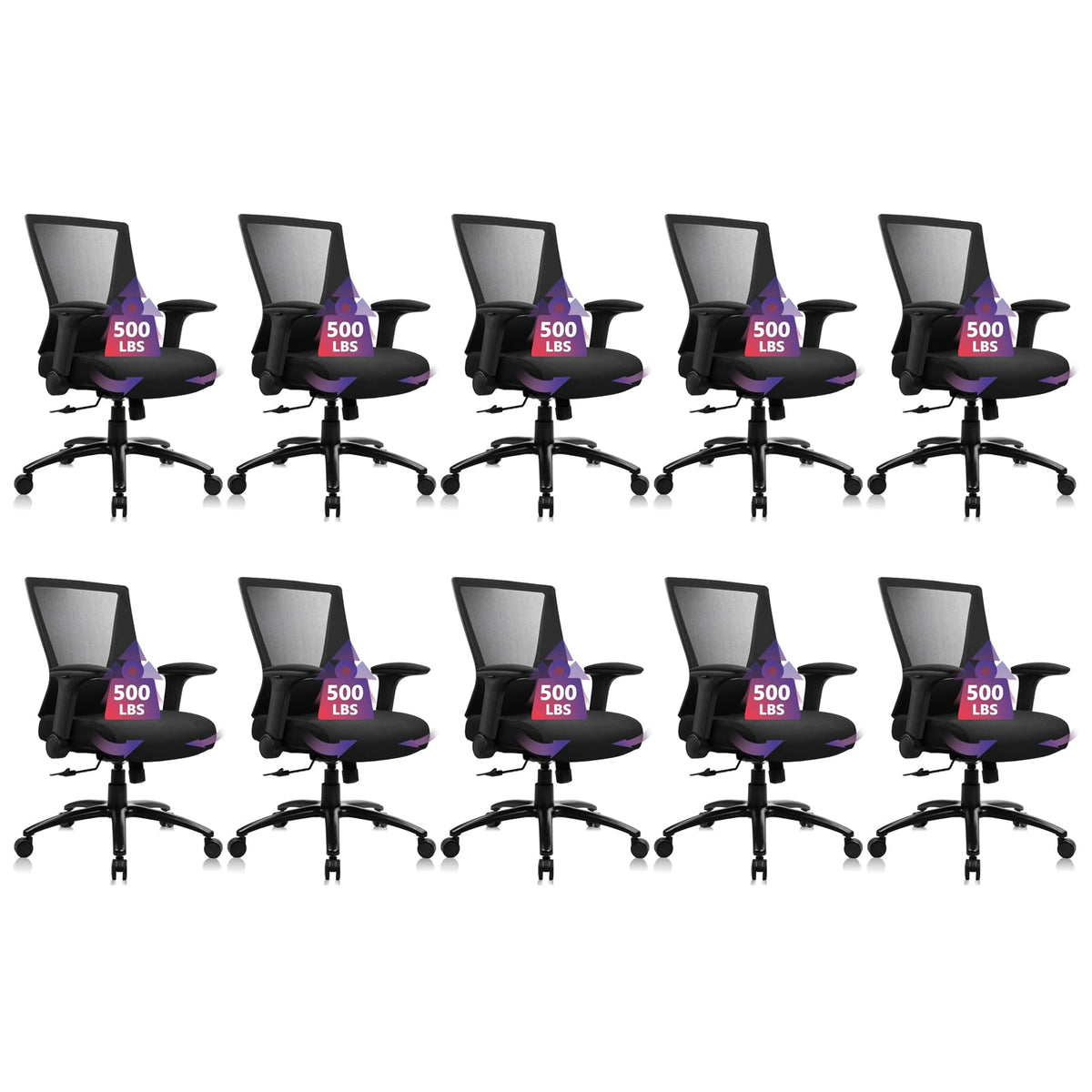 Clatina Big and Tall Office Chair Heavy Duty Ergonomic Desk Chair 500lbs with Flip-up Arms & Wide Thick Seat Cushion Home Executive Swivel Mesh