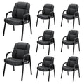 Newbulig Waiting Room Chairs Set of 8, Office Guest Arm Desk Chair No Wheels Leather Stationary for Reception with High Back, Comfy Padded