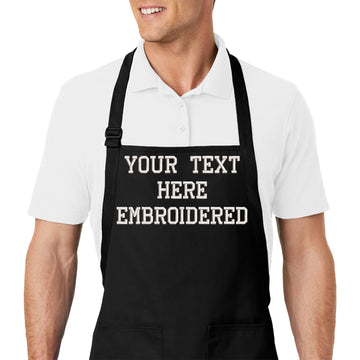 PLACE4PRINT Custom Chef Apron with Personalized Embroidered Text - 6 Colors