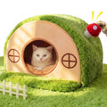 Cat House for Indoor Cats - Cute Cat Bed Cave, Tree Hole Cat Bed Tent for Kittens and Small Medium Pets with Removable Washable Cushion & Anti-Slip Bottom, Enclosed Kitten Bed Hideaway