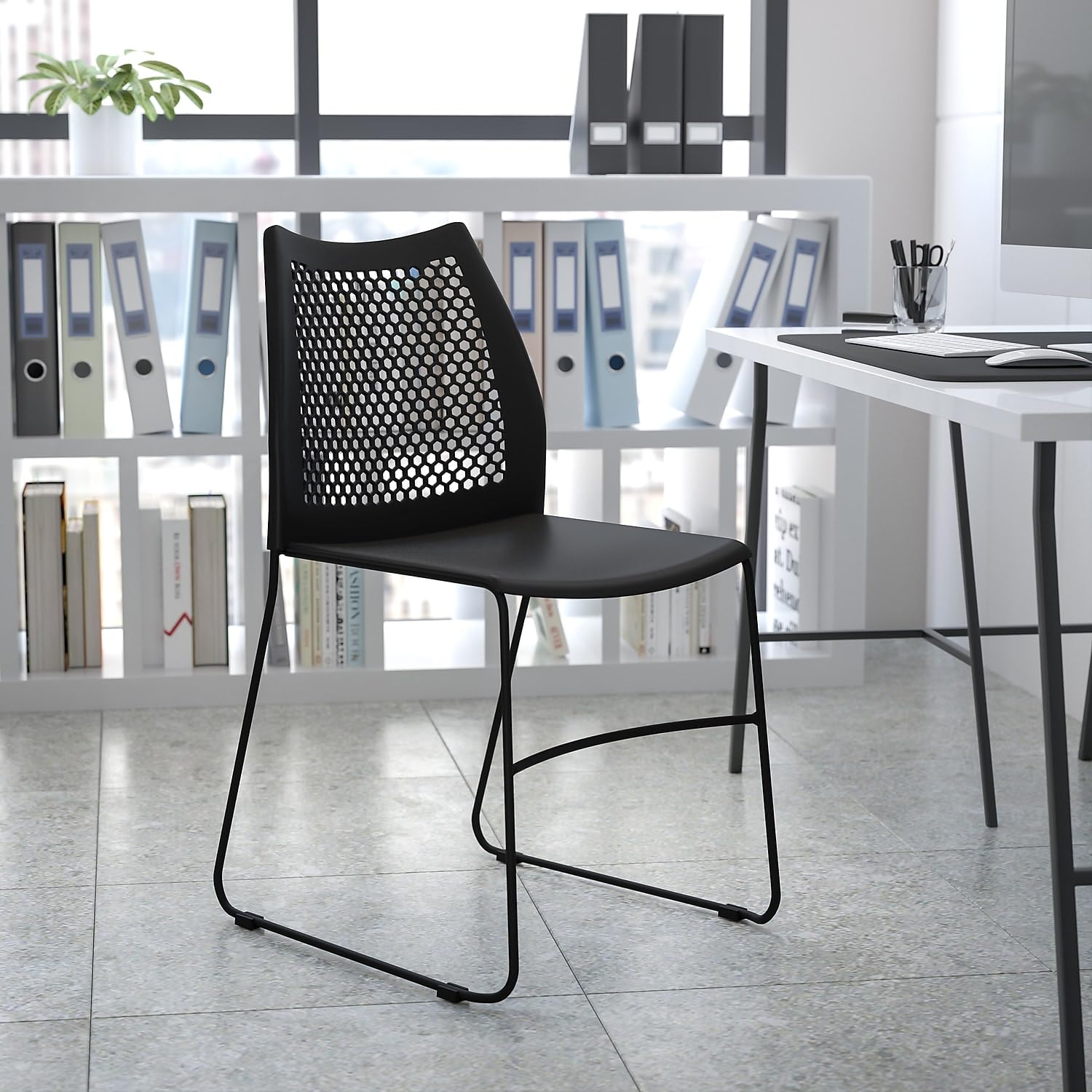 Flash Furniture Hercules Stack Chair with Air-vent Back, Navy, Set of 1