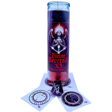 Divine Reversal X3 Seal of Power™ Candle Kit | Return to Sender | Obsidian Infused | Custom Angelic Seals | Black Over Red Fixed Glass Reversible Candle | Healing Hussle®