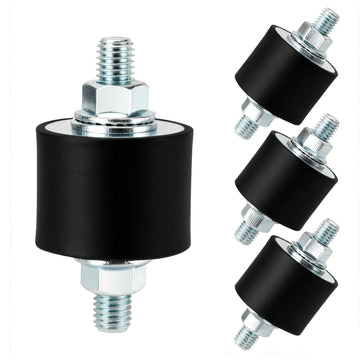M10 40 x 30 mm Rubber Isolator Mounts Double Studs Shock Absorber | Cylindrical Anti Vibration Isolation Damping Mounts for Compressor Pump Generator Motor Engine with 8 Pcs Locknuts 4 Pack