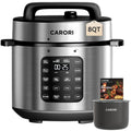 CARORI 9-in-1 Electric Pressure Cooker, 1200W Instant Multi-Cooker with IMD Touchscreen, Olla de Presion, Non-Stick Pot, Rice Cook, Slow Cook, Steamer, Sauté, Warmer, Safe Venting, Silver 8 Qt