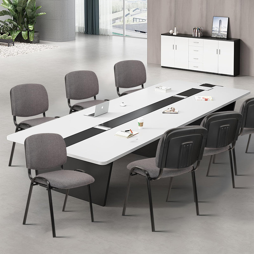 Clatina Set of 10 Stackable Waiting Room Chairs, Armless No Wheels Reception Chair with Upholstered Seat, Guest Chairs for Conference,