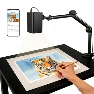 Art Projector for Tracing and Drawing - 5G WiFi & App-Free Web Control - Digital Sketch Projector with Stable Stand for Artists, Cookie Decor - Compatible with iOS/Android, Supports Online/Offline
