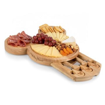 PICNIC TIME Disney Mickey Mouse Head Cheese & Charcuterie Board Set, Parawood Cutting Board with Hidden Drawer & 3 Cheese Knives, Fun Disney Gift, Party Platter, Picnic Set & Kitchen Serving Tray