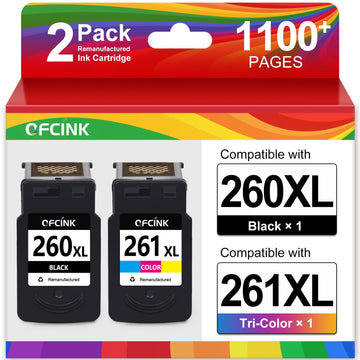 260XL 261XL Replacement for Canon 260 and 261 Ink Cartridges, 2-Pack | Remanufactured Compatible with PIXMA TS6420a TS6400 TS6420 TS5320 TR7020a Printer, Black Color Combo Pack, High Yield, PG-260