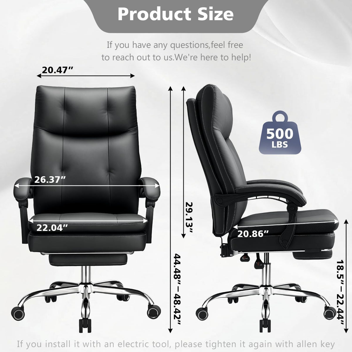 Big and Tall Comfy Office Chair,ergonomic High Back Executive Desk Chair with Foot Rest,heavy Duty Reclining Computer Chair with Wide Spring